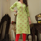 Graceful Light Green Colored Rayon Kurti With Fancy Embroidery Work