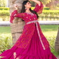 Wonderful Pink Color Pure Chinon With Embroidery Thread Work Lehenga Choli For Women