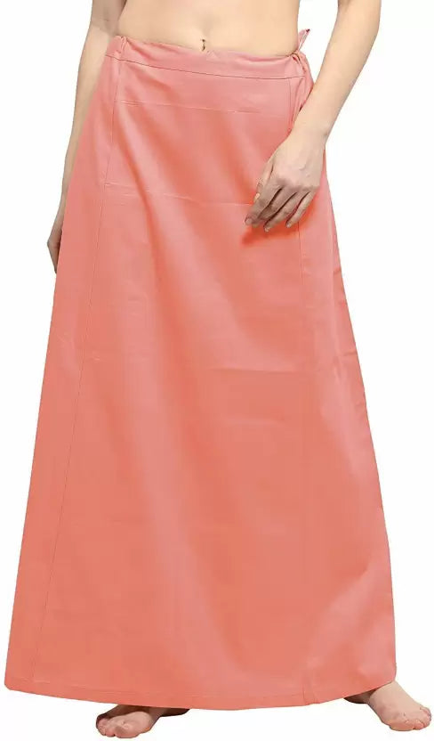 Appealing Peach Color Cotton Readymade Petticoat For Women