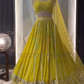 Alluring Yellow Color Faux Georgette With Heavy Embroidery Sequins Work Lehenga Choli