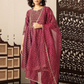 Fabulous Maroon Silk Blend With Embroidery Work Salwar Suits