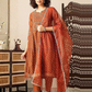 Beautiful Orange Color Silk Blend With Sequins And Embroidery Work Salwar Suits For Women