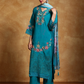 Attractive Teal Blue Pure Cotton With Embroidery Work Salwar Suits