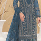 Alluring Gray Colored Faux Georgette With Embroidery Work Salwar Suits For Women