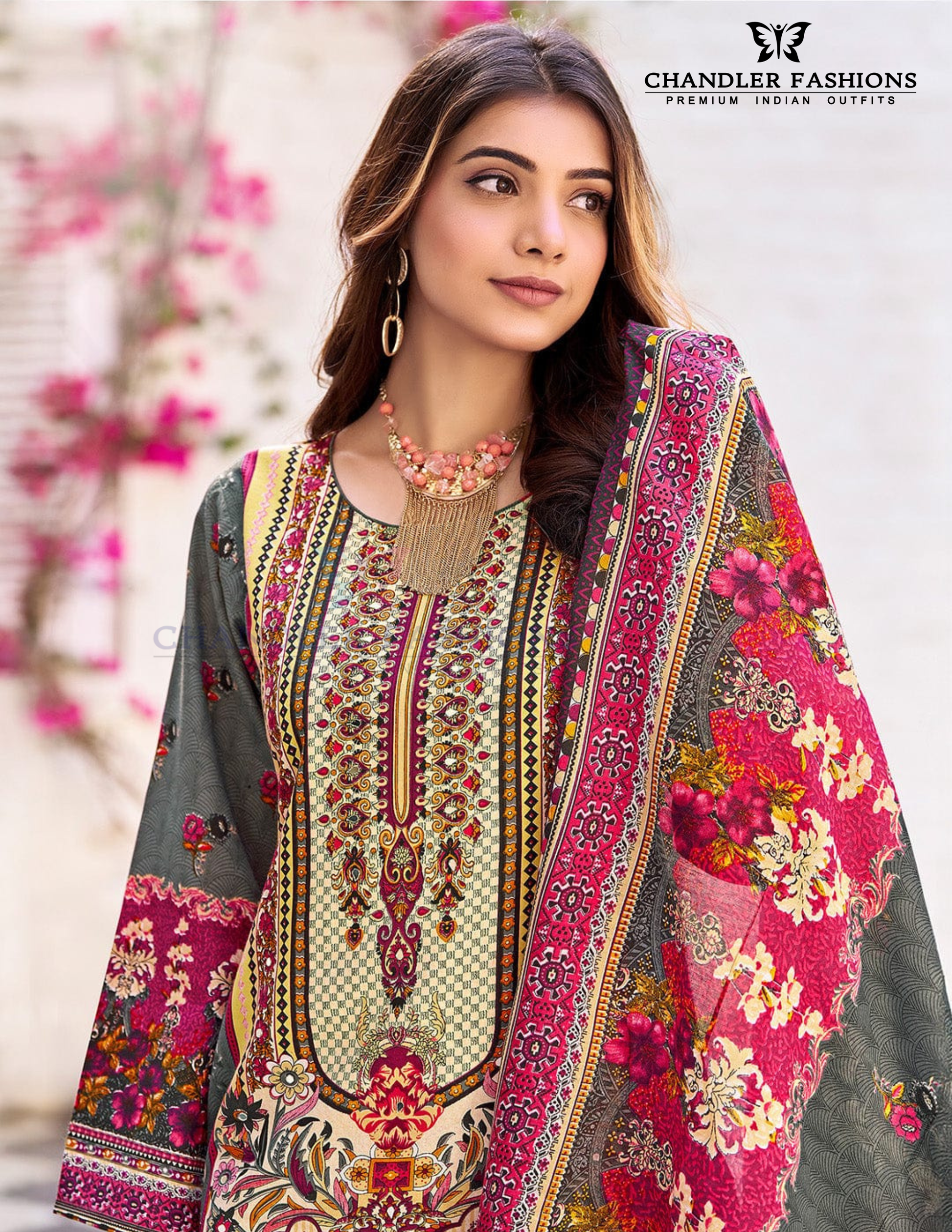 Multicolor Cotton Blend With Printed Work Salwar Suits In Yuma