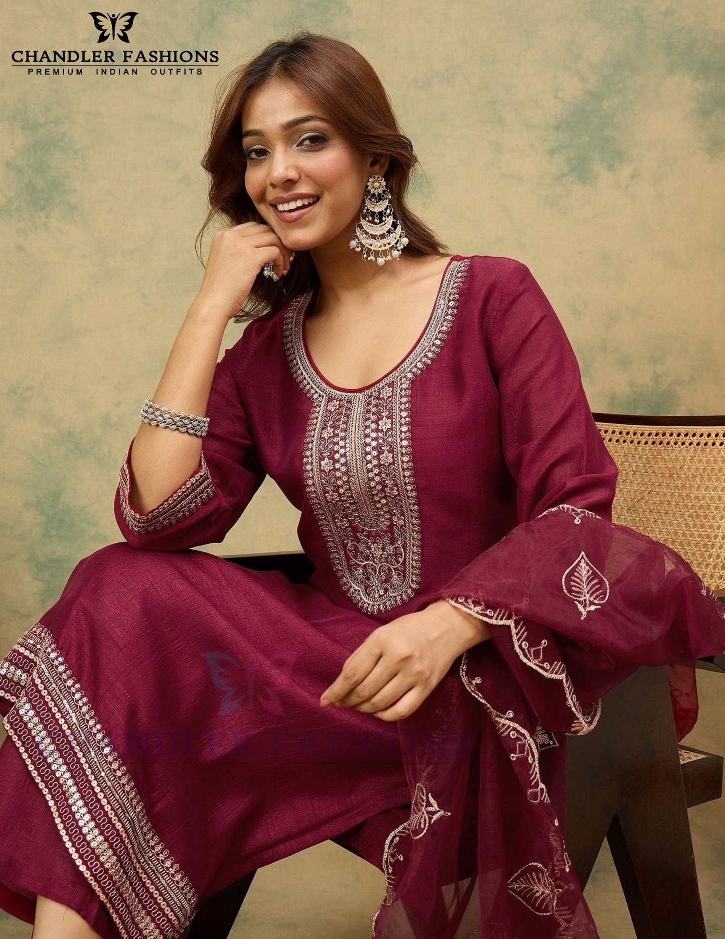 Cotton Blend With Sequins And Embroidery Work Salwar Suits In Suncity