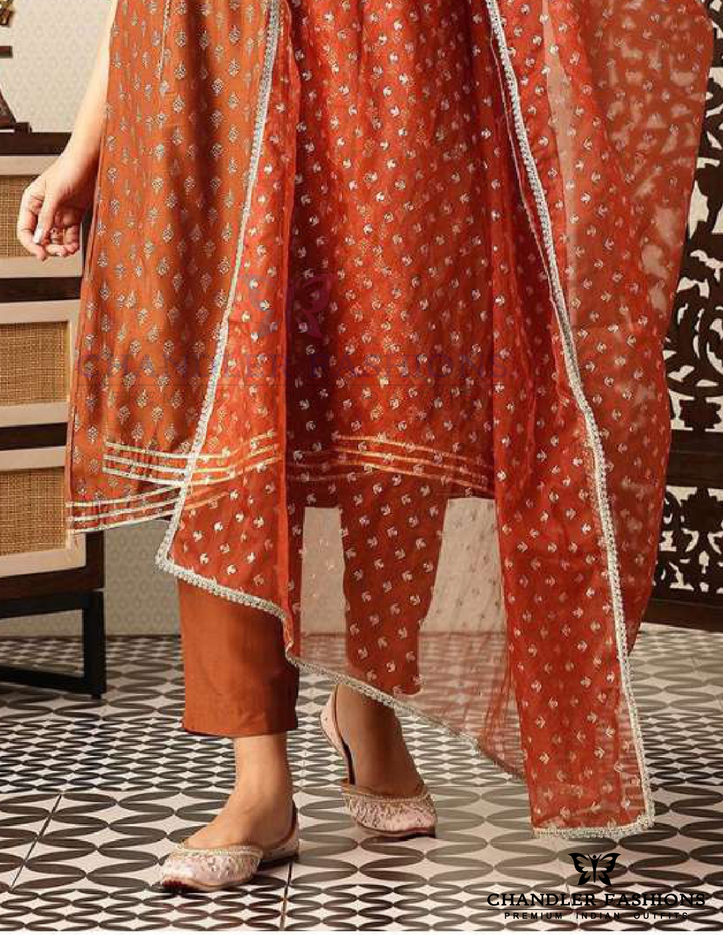 Beautiful Orange Color Silk Blend With Sequins And Embroidery Work Salwar Suits In USA