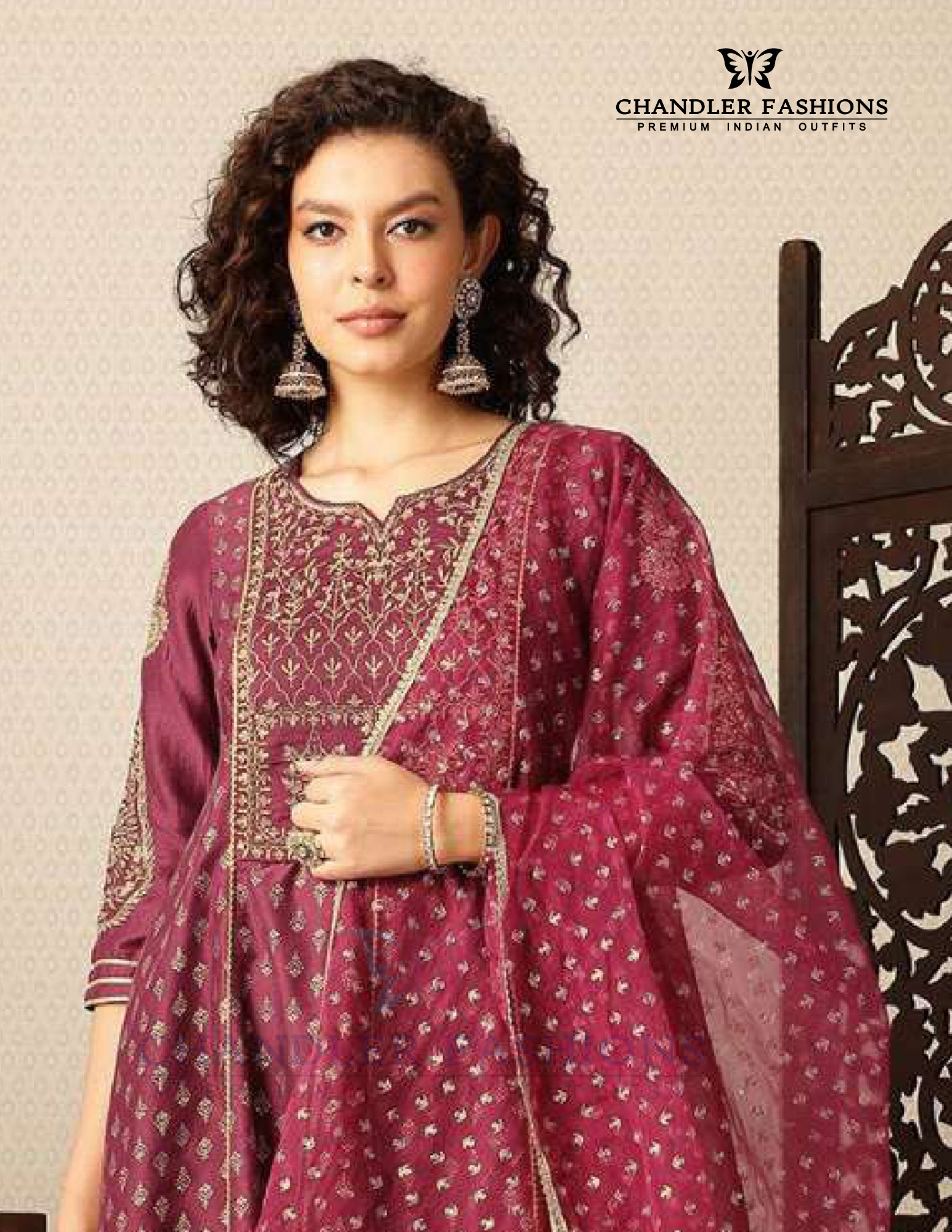 Fabulous Maroon Silk Blend With Embroidery Work Salwar Suits Near Me