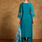 Teal Blue Pure Cotton With Embroidery Work Salwar Suits In Mesa