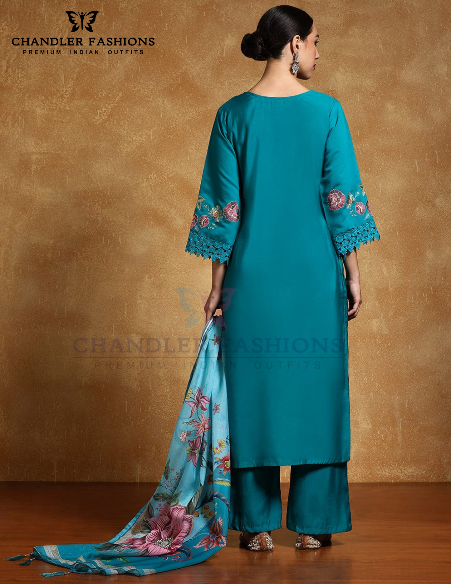 Teal Blue Pure Cotton With Embroidery Work Salwar Suits In Mesa