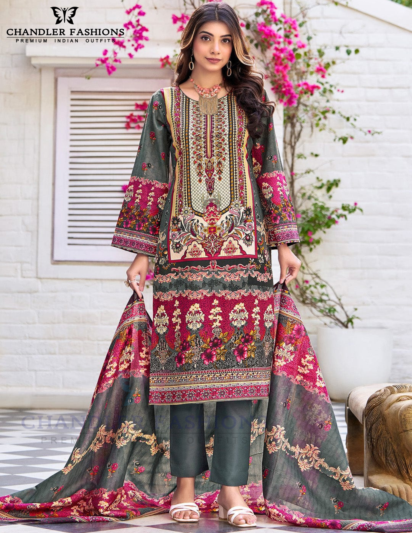 Stunning Multicolor Cotton Blend With Printed Work Salwar Suits Near Me