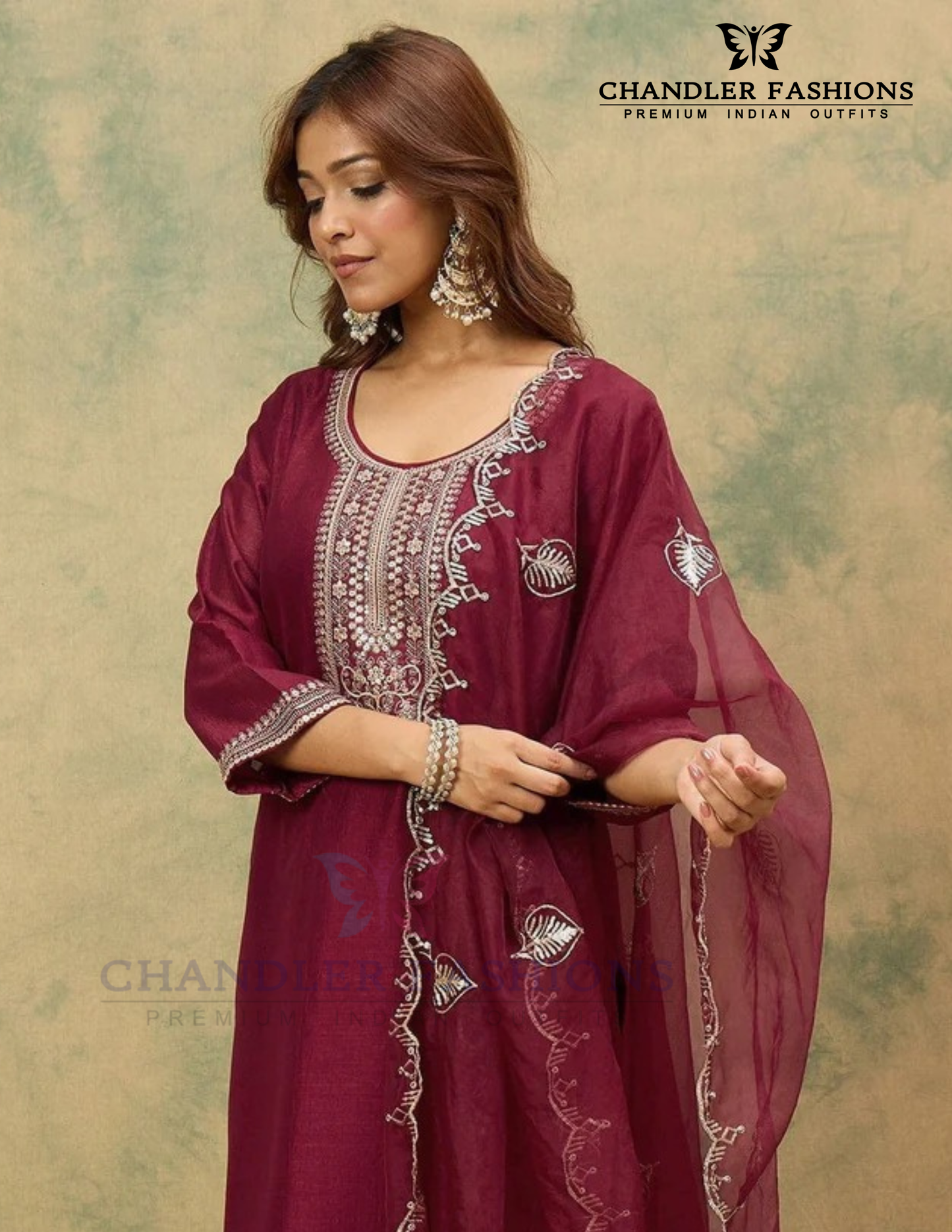 Maroon Color Cotton Blend With Sequins And Embroidery Work Salwar Suits In Mesa
