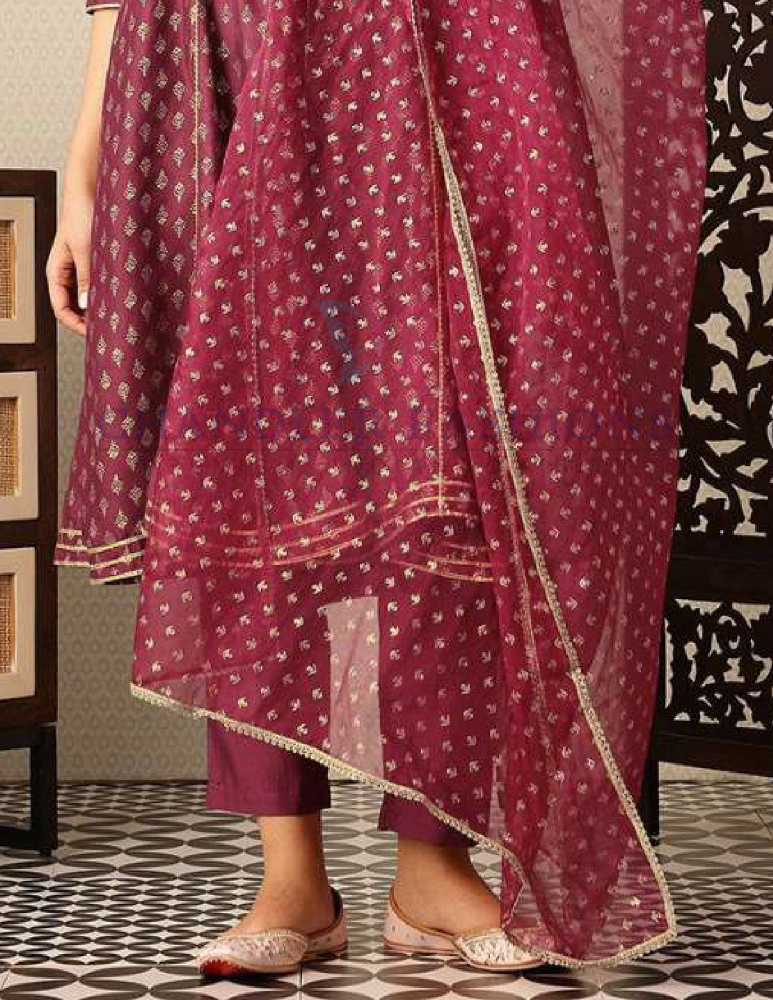 Maroon Silk Blend With Embroidery Work Salwar Suits In USA