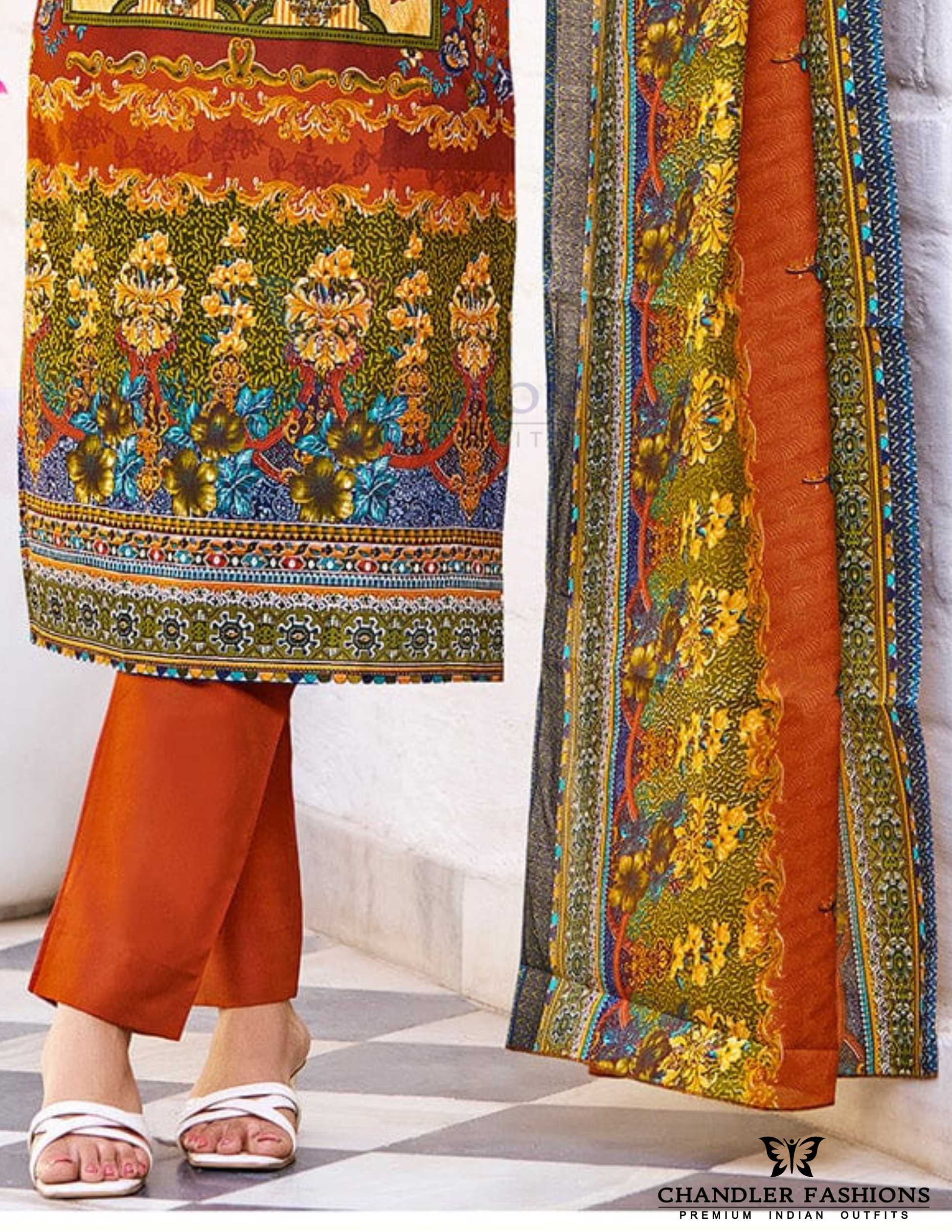 Cotton Blend With Printed Work Salwar Suits In Yuma