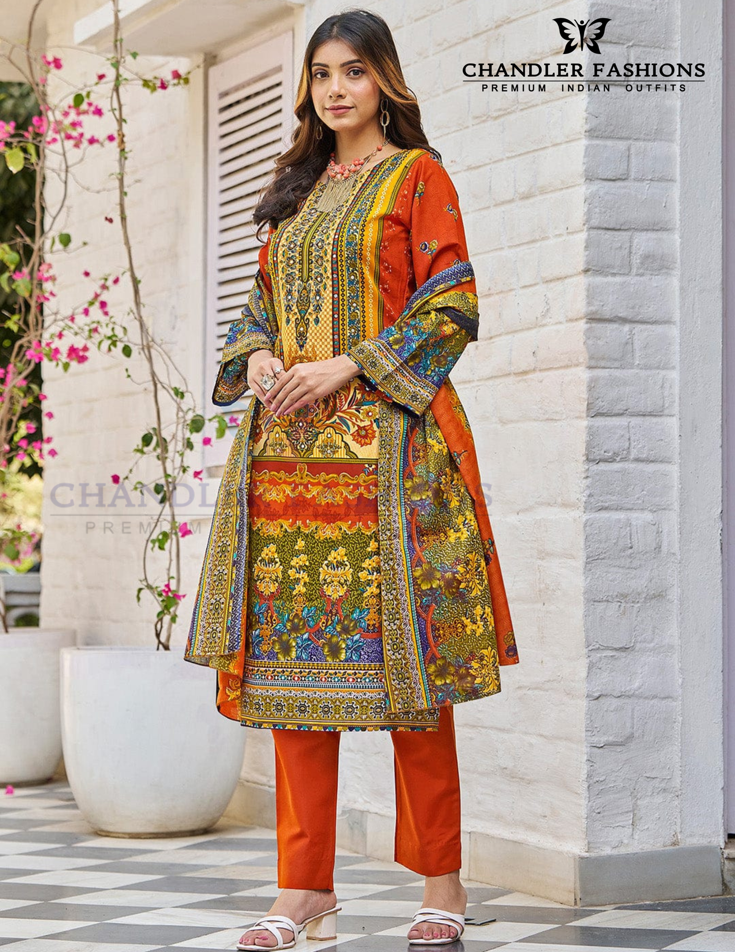 Charming Multicolor Cotton Blend With Printed Work Salwar Suits Near Me