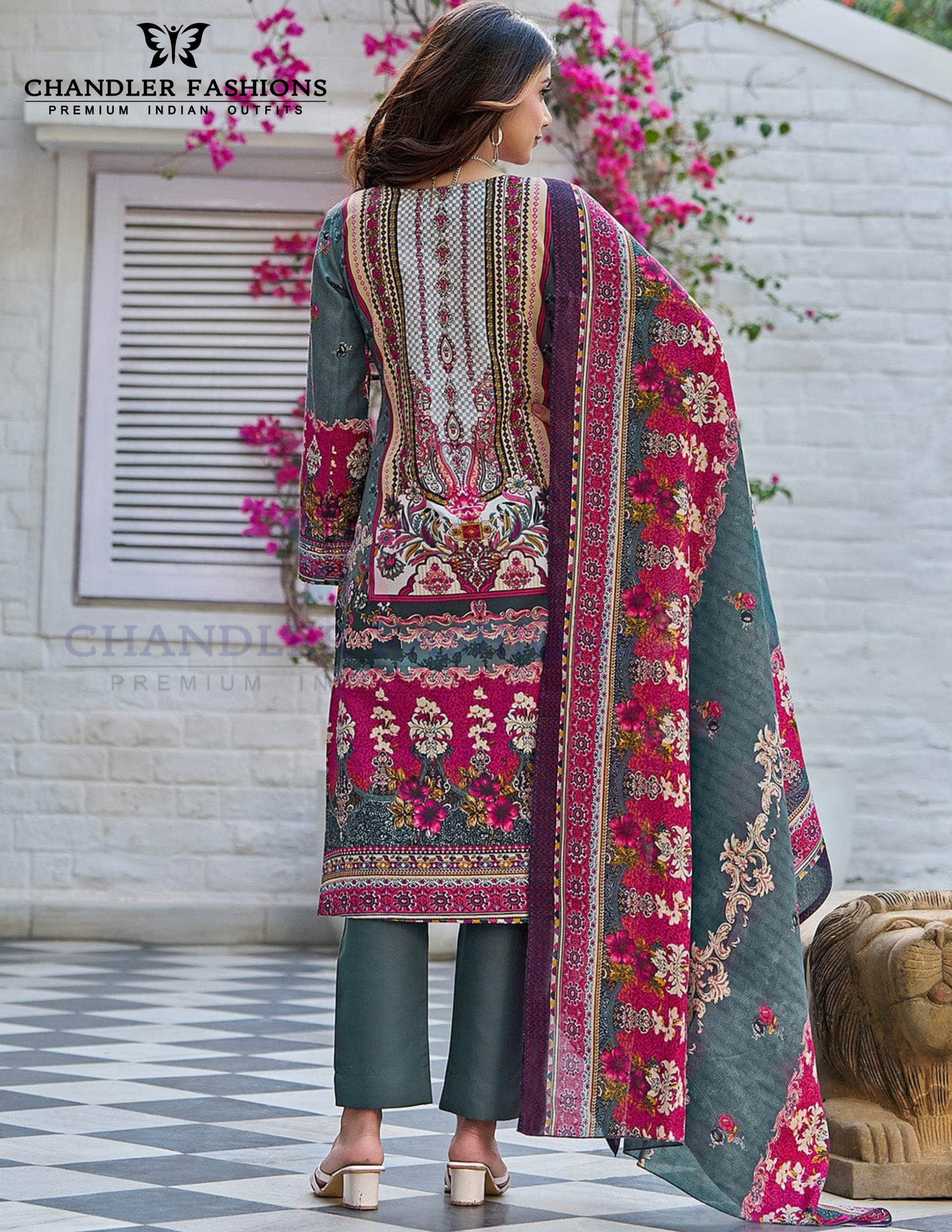 Stunning Multicolor Cotton Blend With Printed Work Salwar Suits In Mesa