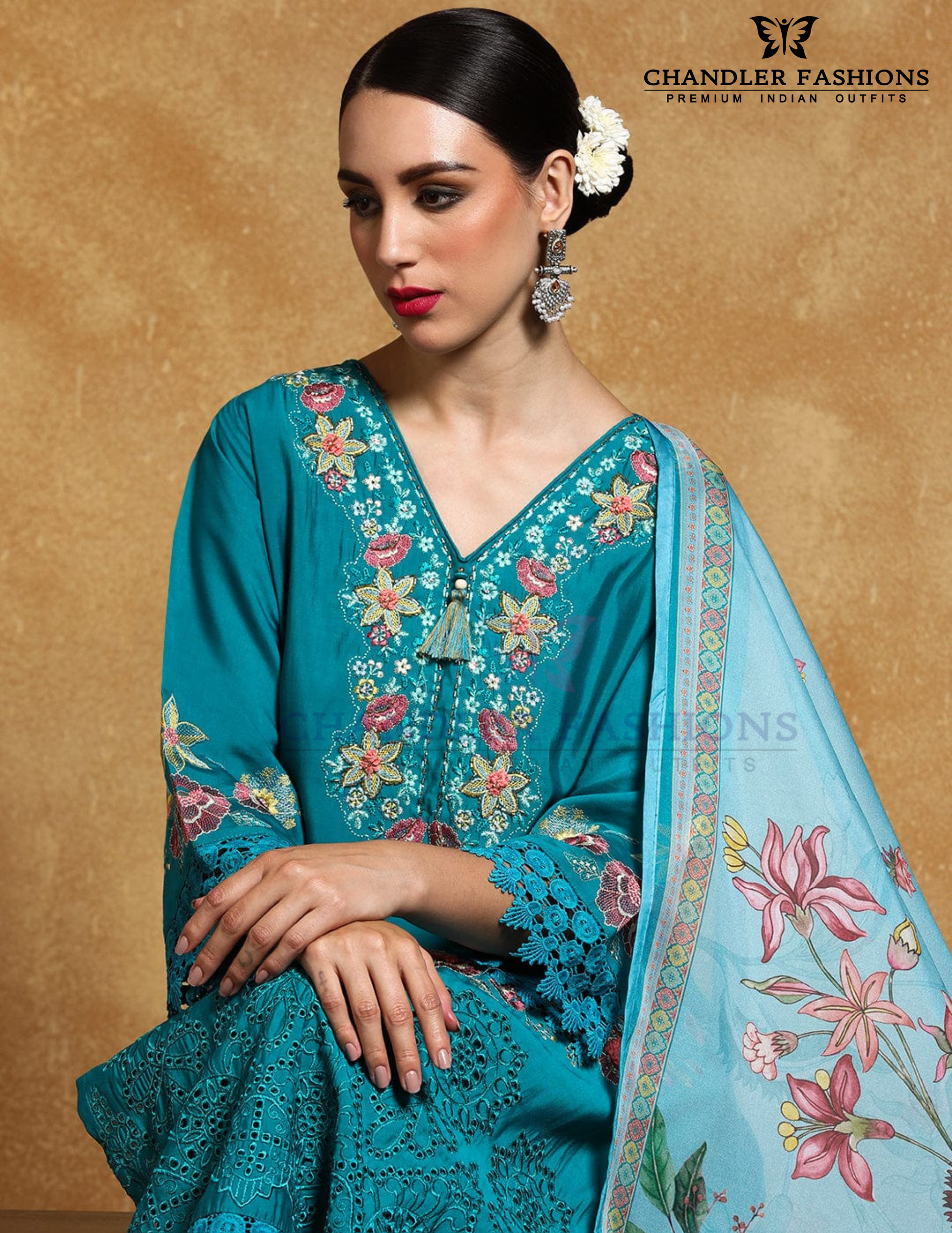 Pure Cotton With Embroidery Work Salwar Suits In Surprise