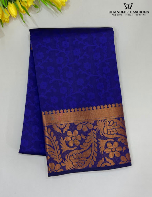 Attractive Dark Blue Art Silk Saree With Designer Zari Work For Women