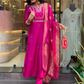 Elegant Pink Color Cotton Slub With Embroidery Work Salwar Suits For Women