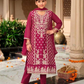 Stunning Dark Pink Color Organza With Embroidery Work Kurti Suits For Girls