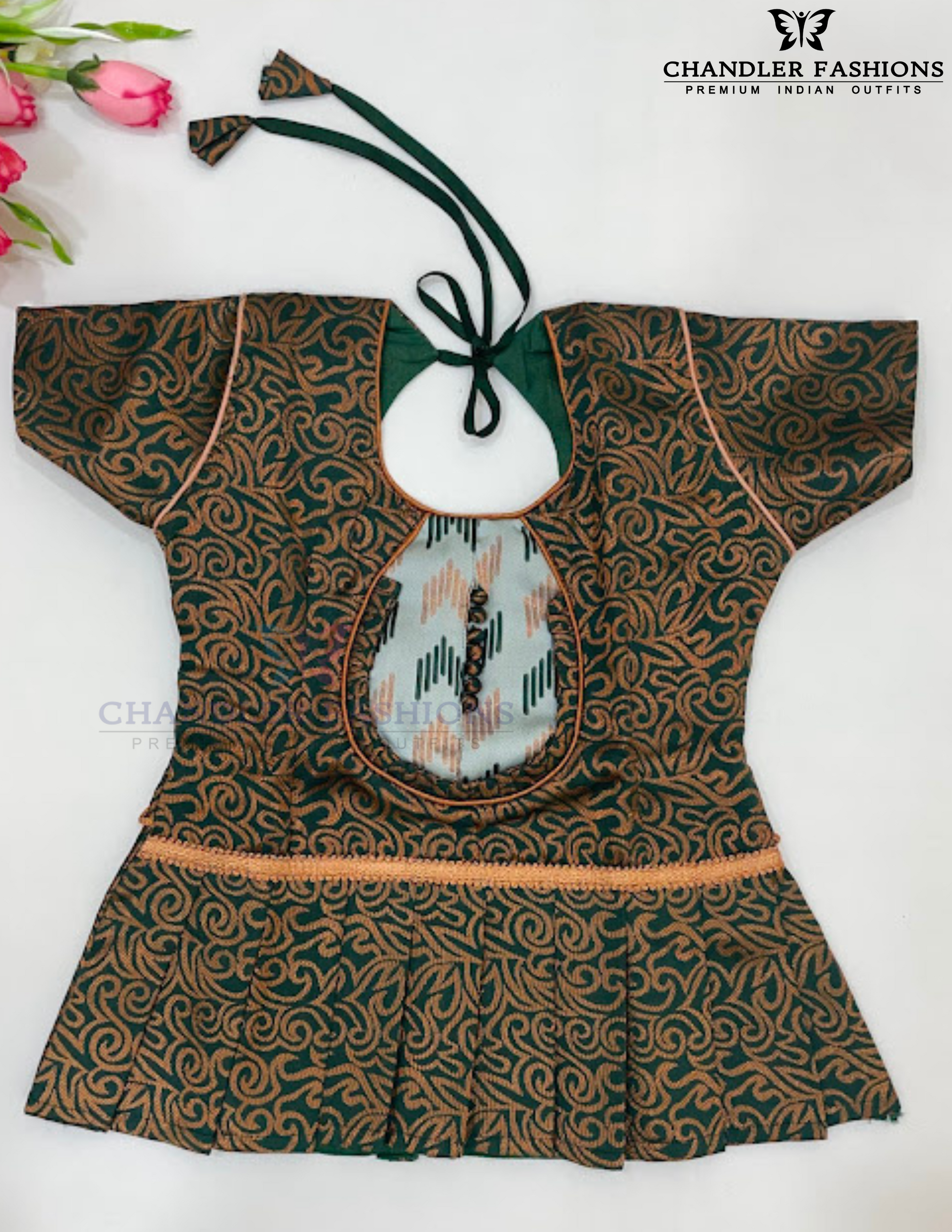 Green And Gray Silk Sets Stone Work For Girls In Mesa