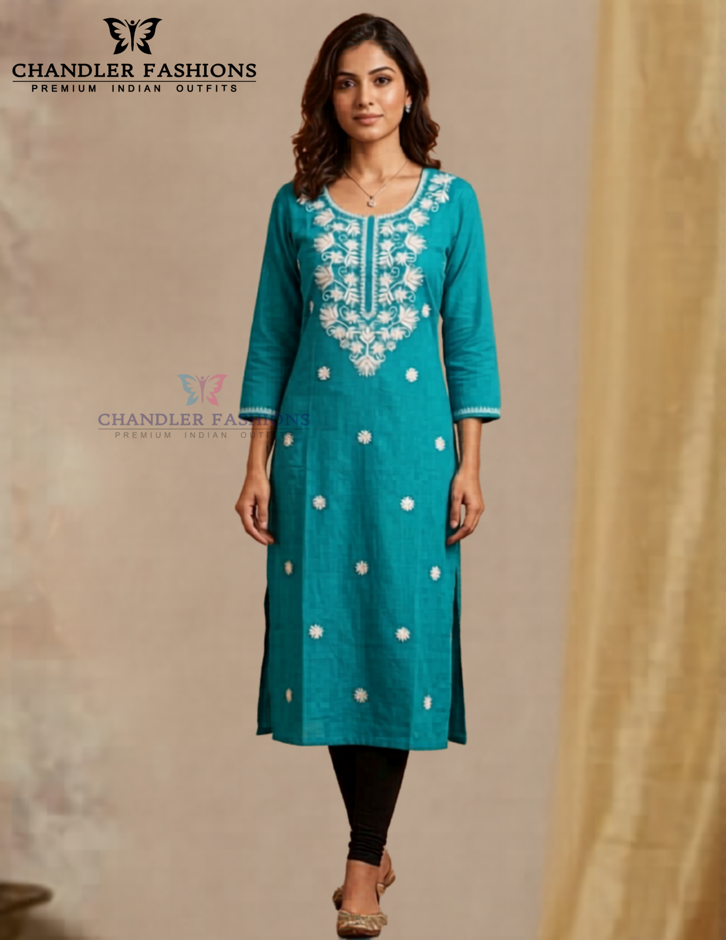 Alluring Sky Blue Color Rayon With Embroidery Work Kurti For Women