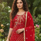  Red Color Premium Jam Cotton Print With Handwork Patiala Suit  In Tempe