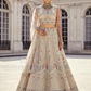 Amazing Off White Color Heavy Embroidery And Sequins Work Lehenga For Women