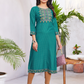 Heavenly Teal Blue Color Rayon Kurti With Zari & Thread Embroidery Work