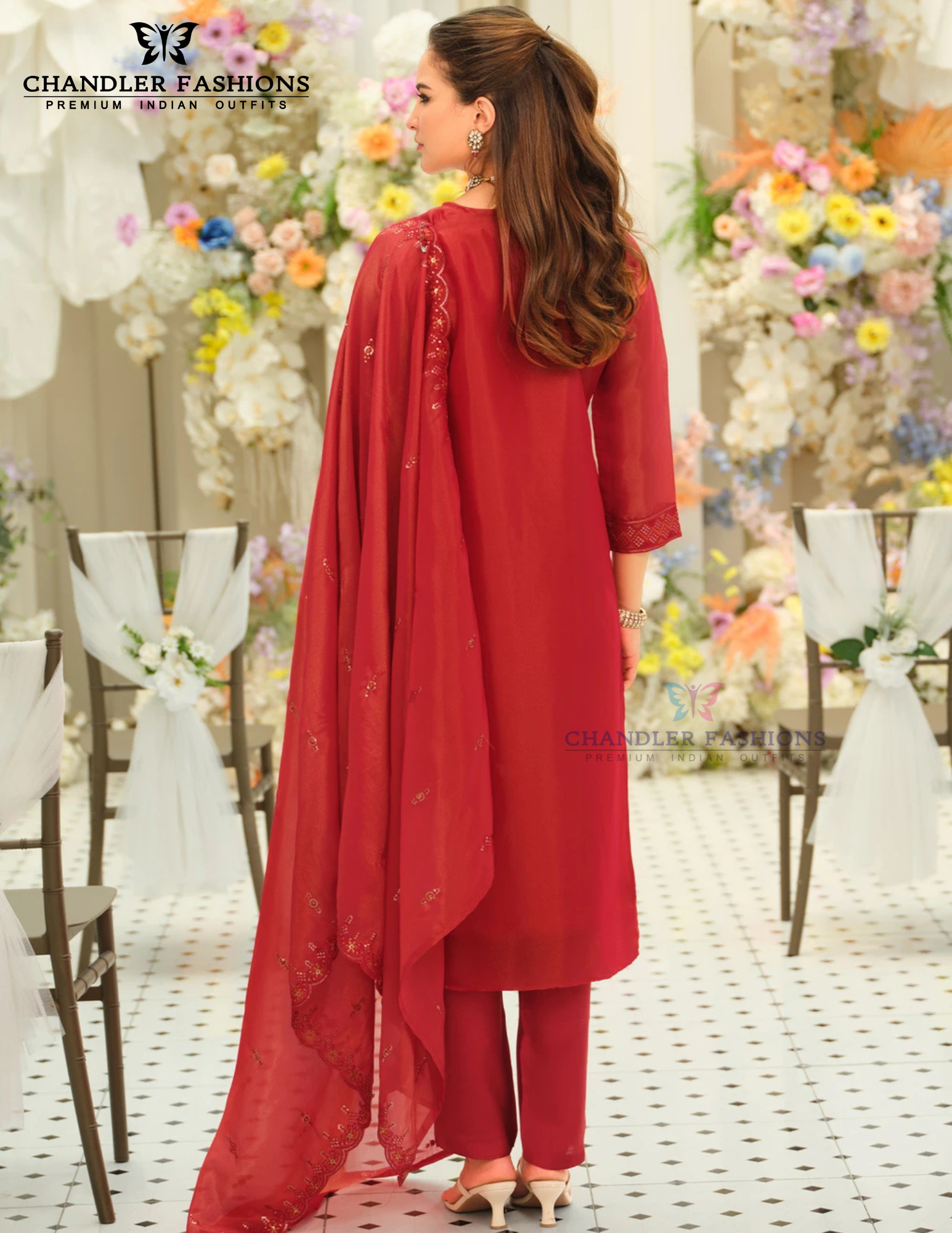 Stunning Red Color Shimmer Salwar Suits Near Me