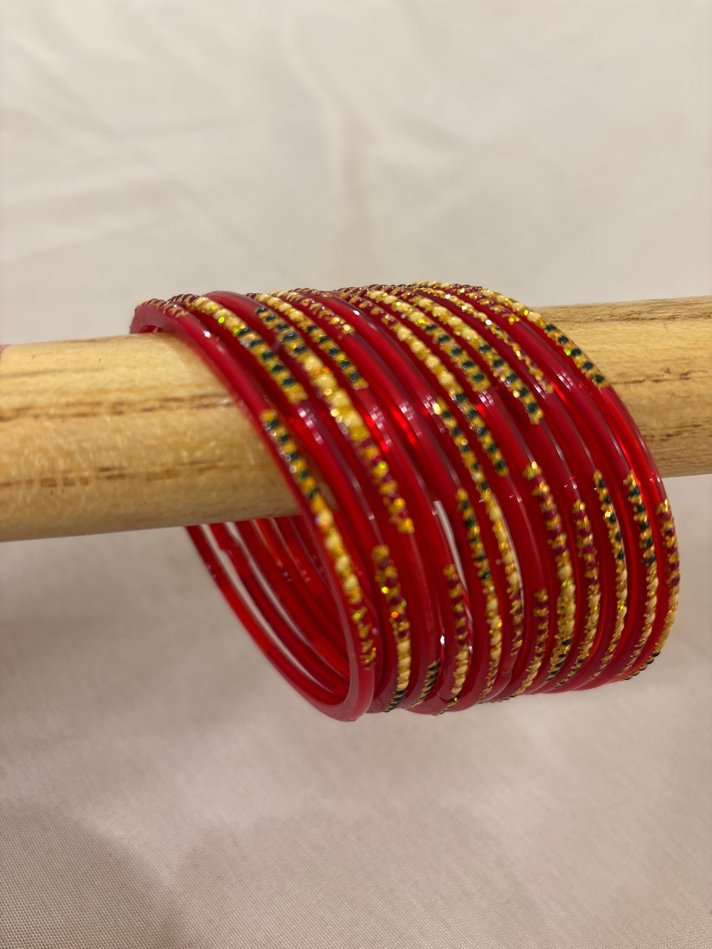 Amazing Traditional Red Color Glass Bangles For Women