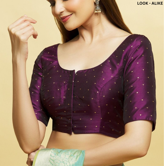 Charming Dark Purple Color Silk Ready To Wear Blouse For Women