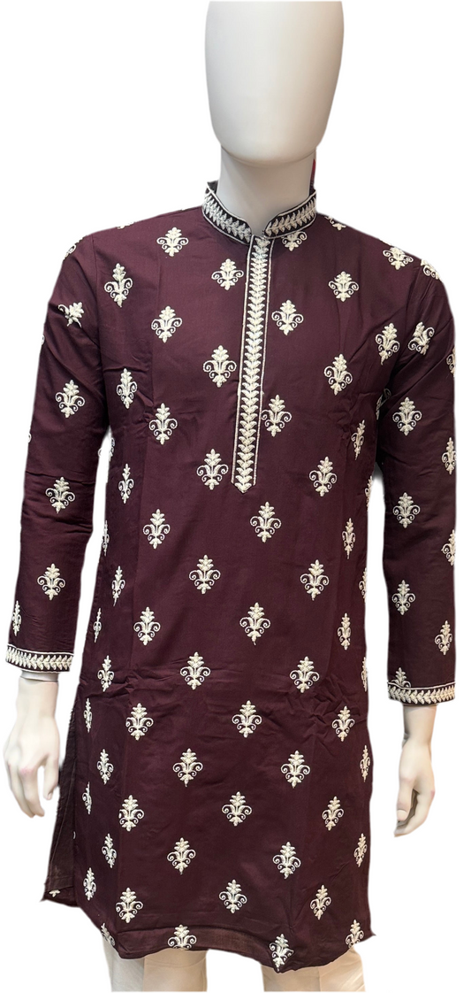 Beautiful Maroon Color Embroidery Work Men kurta Suits For Men