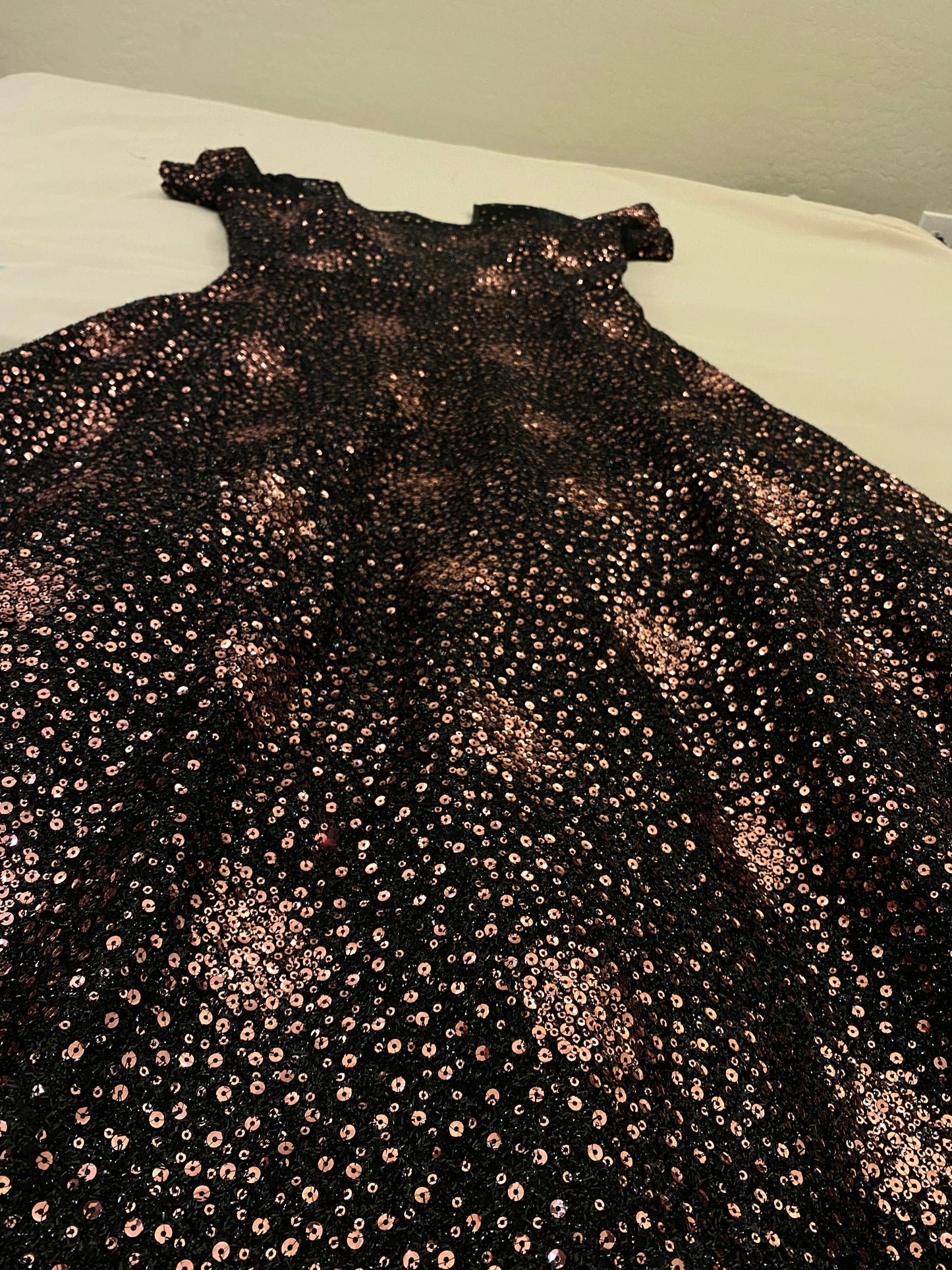 Beautiful Long Black Gown With Pale Pink Sequins