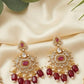 Stunning Red And White Stones Gold Plated Necklace With Earrings Set