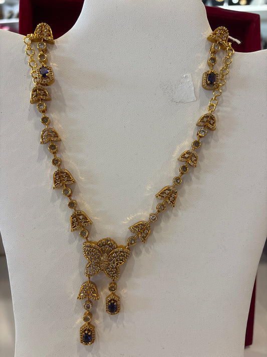 Elegant Purple and white Stones  Necklace Set with Matching Earrings