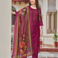 Attractive Purple Color Chanderi Silk Salwar Suits For Women