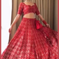 Elegant Red Color Bridal Wear Georgette Heavy Chine Sequins Work Lehengas With Work Dupatta