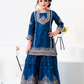 Wonderful Blue Color Fendy Silk With Embroidery And Sequins Work Palazzo Suits For Girls