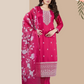 Beautiful Pink Colored Salwar Suits With Floral Design Dupatta For Women