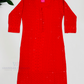 Elegant Red Color Soft Cotton With Chikankari Work Kurti For Girls