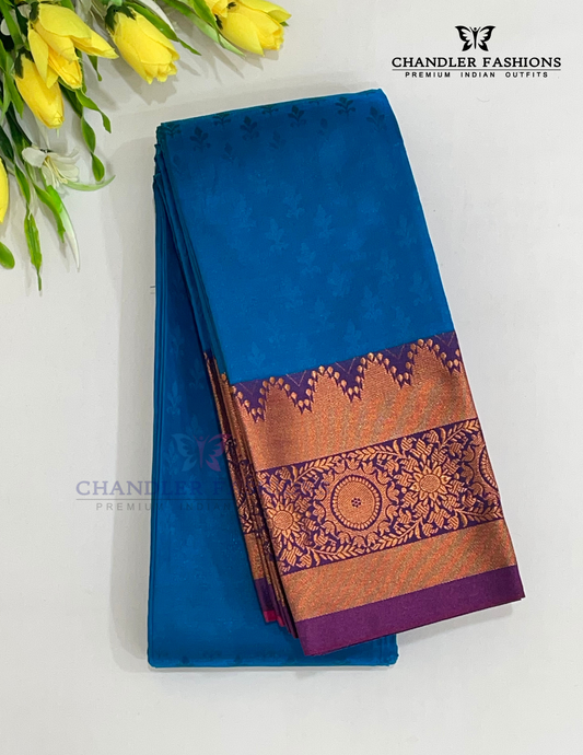 Attractive Blue Color Soft Silk Saree With Zari Work For Women