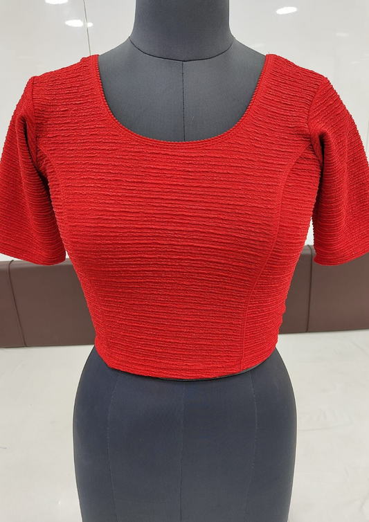 Beautiful Red Color Ready To Wear Stretchable Blouse For Women