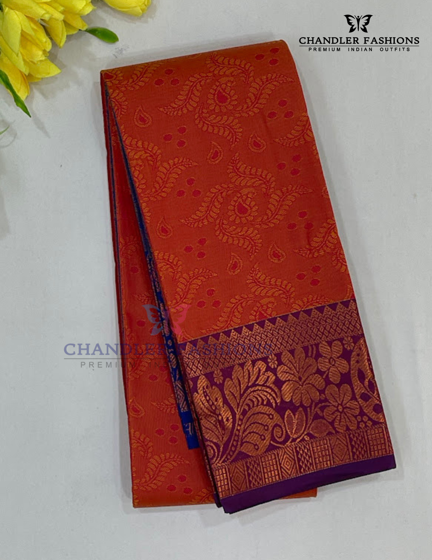 Beautiful Red Color Art Silk Saree With Purple Color Gold Zari Border For Women