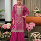 Pretty Pink Color Heavy Silk With Embroidery Work Palazzo Suits And Dupatta