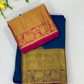 Elegant Peacock Blue Kanchi Silk Gold Zari Work Saree For Women - SILKMARK CERTIFIED
