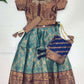 Attractive Blue Color Silk Choli Set With Zari Work For Girls
