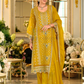 Elegant Mustard Yellow Color Soft Organza With Embroidery Work Salwar Suits For Women