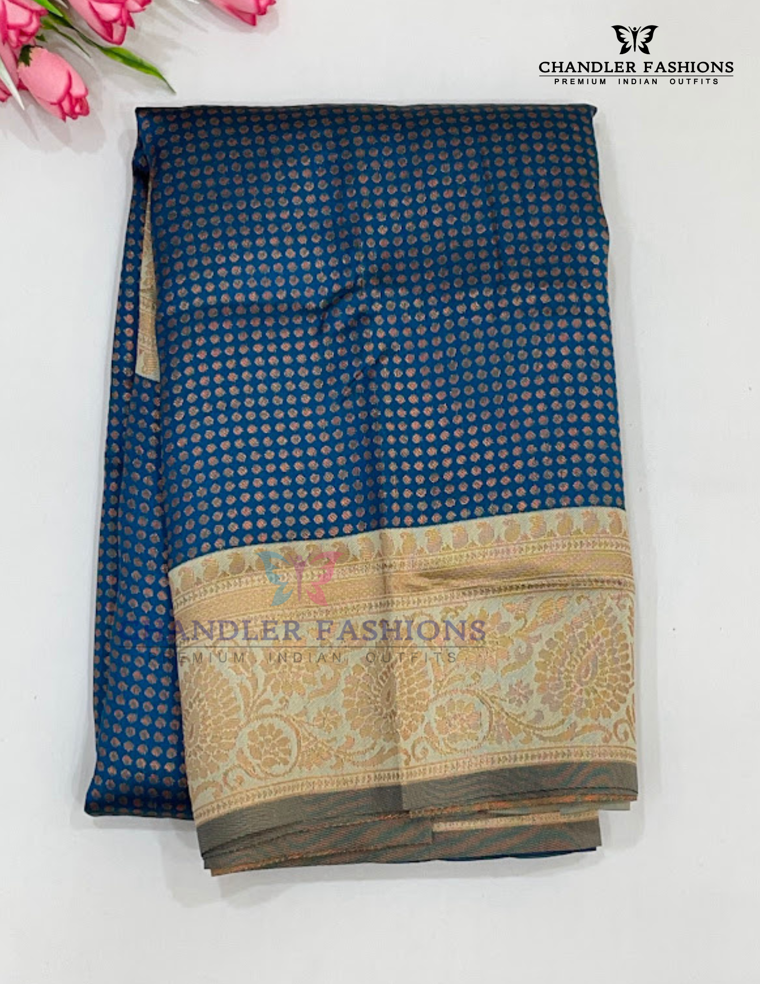 Amazing Blue Color Art Silk Saree With Sandal Color Border For Women
