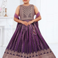 Appealing Purple Color Embroidery And Sequins Work Silk Choli Sets For Girls